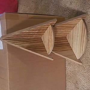 Rustic wooden corner tree shelf decoration